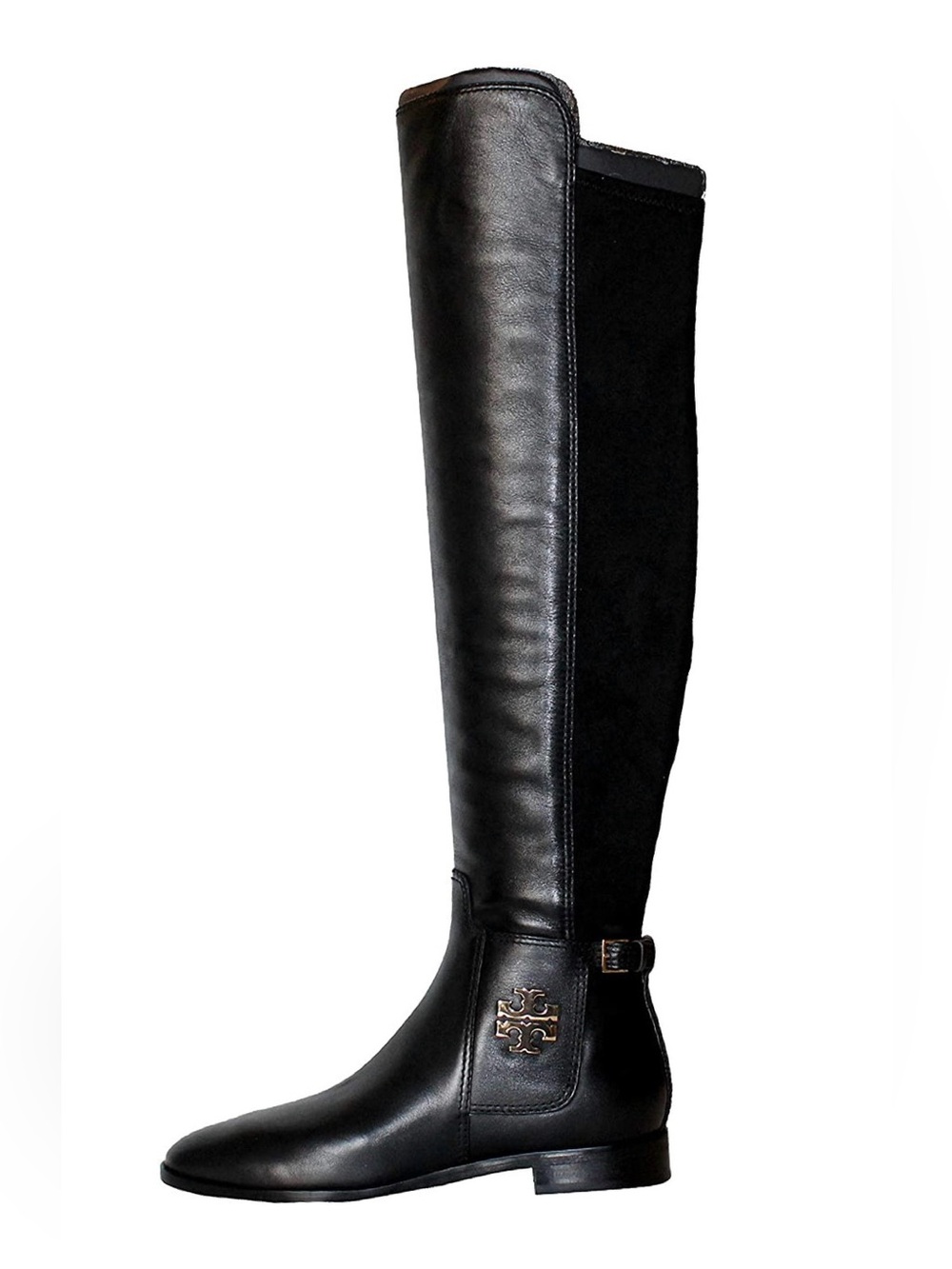 Tory Burch Wyatt Over-The-Knee Leather Riding Boots Black w/ Gold Logo | 10.5